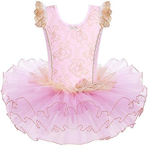 HUAANIUE Filles Enfants Robe Tutu sans Manches Enfants Filles Ballet Sweat-Shirt avec Jupe Tulle 3-7 Ans (B156-Rose,3-4 Ans)
