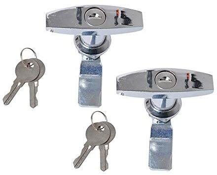 T-Griff Schloss Kit mit Schlüsseln T-Griff Garagentorschloss Türschloss für Anhänger Wohnwagen Werkzeugkastenschloss (Silber, 2 Stück)