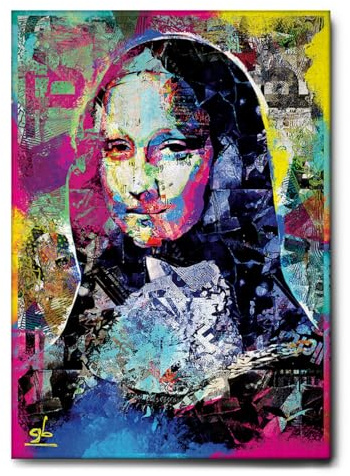 Giallobus - Gemälde - Mona Lisa Pop-Art - Leinwand mit Standardrahmen - 50x70 - Bereit zum Aufhängen - Moderne Gemälde für zu Hause
