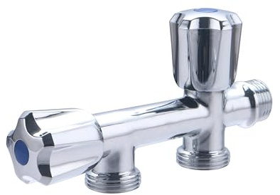 Grifo doble recto para lavadora, entrada macho 1/2 y dos salidas macho 3/4 | Permite conectar dos dispositivos a la vez | Robusto, práctico y fácil de instalar | QUICK PLOMBERIE