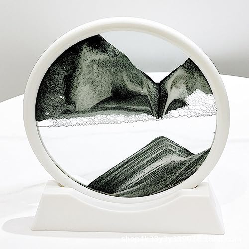 RCQD Sandbilder zum Drehen 3D Sanduhr - Sandbild Geschenke Sanduhr Deko 3d sanduhr tiefsee-sandlandschaft Aesthetic für Büro Wohnzimmer Schreibtisch Erwachsene Kinder (Schwarz, 7'')
