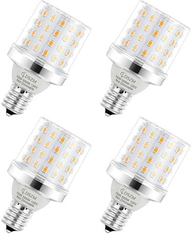 E17 Super Bright LED Bulb,15W Intermediate E17 Base LED G14 Bulbs,120 Watt Equivalent 1200lm Warm White 3000K Ceiling Fan Light Bulbs, Non-Dimmable Chandelier Light Bulb, Pack of 4
