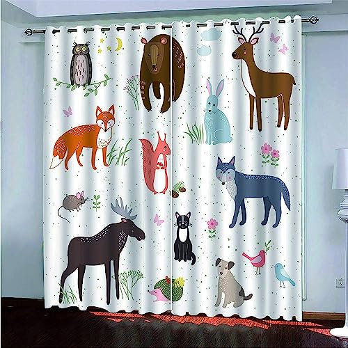 3D Waldtiere Vorhang Mit Ösen 280 X 180 cm Mikrofaser Gardinen Blickdicht Verdunkelungs Scheibengardinen 2 Stücke Für Wohnzimmer Schlafzimmer Kinderzimmer Jugendzimmer -3Y0K/N4C