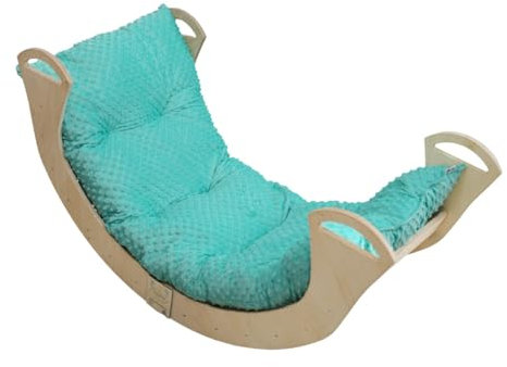 Skyline Kletterbogen mit Kissen Baby Kleinkind Kinder ab 1 Jahr Indoor Klettern Montessori Klettergerüst Holz Wippe Balancewippe Kletterdreieck Kletterwippe Holzwippe Kletterling Holzbogen XL Minze