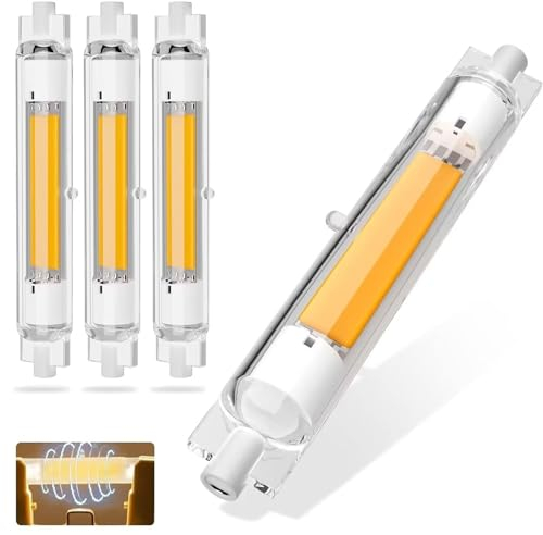 Dvnoua R7S LED 118mm Dimmbar, 30W R7S COB LED Lampen Ersetzt R7S 200W 300W Halogen Leuchtmittel, LED R7S Glühbirne Naturweiß 4000K, 3000LM, 360°Strahlbeleuchtung, Kein Flackern, AC 220-240V, 4er Pack