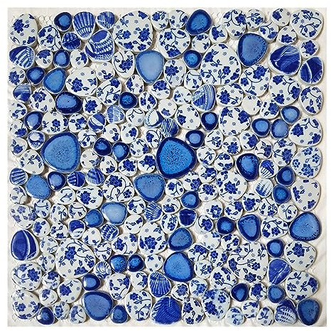Mosaique Carrelage 100g carreaux de mosaïque en céramique pierres ovales multicolores bricolage Arts mosaïque faisant for Crafs créatif passe-temps maison décoration murale Tesselles Mosaique (Color