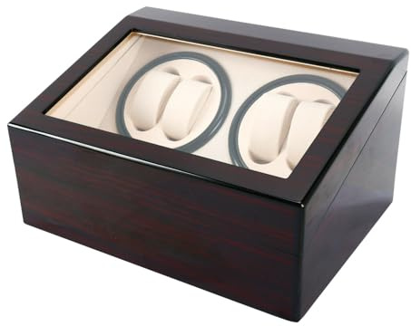 Queeucaer Uhren Uhrenbeweger Uhrenbox Holz Watch Winder Automatisch Uhrendreher Kasten Automatische Box 4+6 PU Leder Luxuriöser Uhrenvitrine für Automatikuhren mit Leisem Wechselstromadapter