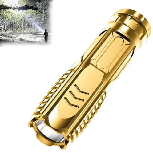 Torcia elettrica ricaricabile multifunzionale di tecnologia tedesca, mini torcia LED super potente, torcia a luce forte per campeggio, torcia impermeabile con lungo raggio di illuminazione (Or)