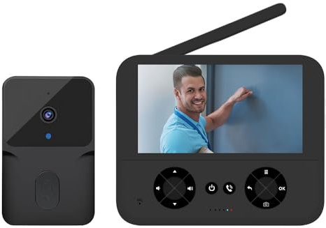 Irishom Videocitofono Wireless con Telecamera Senza abbonamento con Schermo IPS da 4,3 Pollici, Visione Notturna ad Alta Definizione, Audio bidirezionale, Registrazione Automatica di Foto/Video