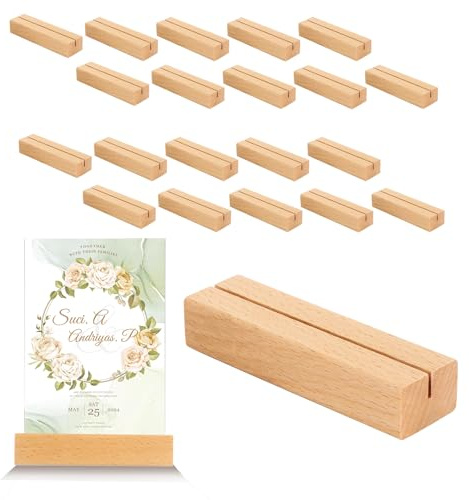 ASelected 20 Stück Kartenhalter Holz 10 x 3 x 2 CM Tischkartenhalter Menükartenhalter Holzständer für Hochzeiten Restaurants Bankette Partys