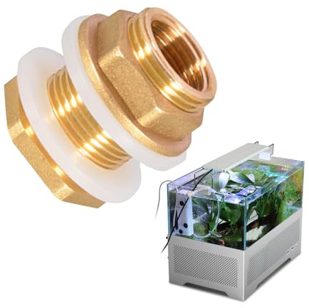 Conector de tanque de latón, conexión para depósito de agua de cobre | Manguera de jardín de latón con rosca, adaptador de acuario, conector de tanque de agua de latón para tanques de lluvia, acuarios