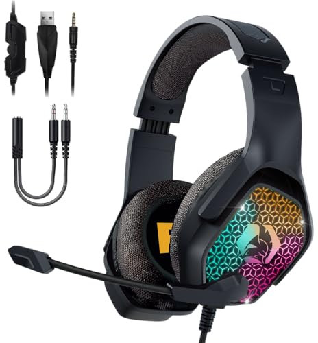 EMPIRE GAMING – H-3 Casque Gamer RGB - pour PS5, PS4, Xbox One/Series, Switch, PC, Mac, Smartphones, Tablettes - Télécommande - Son Stéréo Haute Définition - Microphone Flexible - Noir