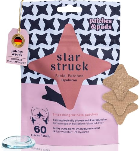 Patches & Pads Anti Falten Pflaster aus Baumwolle mit Hyaluron 60 Stück - Extra stark haftend - Faltentape, Facial Patches, Gesichts Tapes gegen Falten - Dermatologisch getestet (1er Pack)