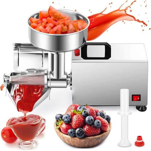 RSPPPJQ Electric Tomato Strainer - Commercial Grade Tomato Milling Machine for Sauce Maker - 370W Stainless Steel Fruit Press Squeezer - 90-160kg/h Capacity
