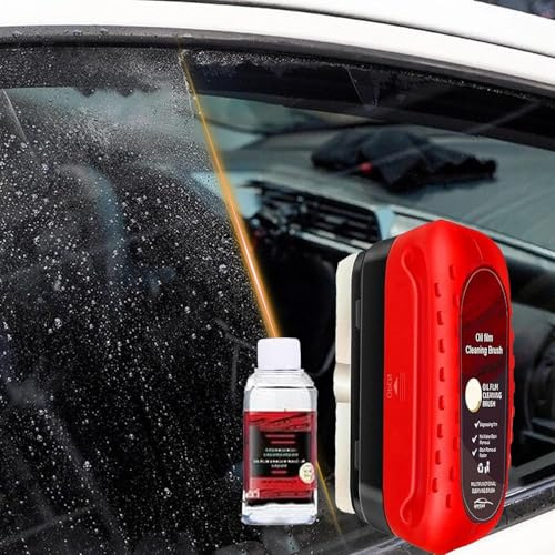 ViCUULY Brosse De Nettoyage pour Pare-Brise, Nettoyant pour Pare-Brise, Dissolvant De Film D'huile, Planche De Nettoyage Universelle pour Vitres (Red-1PCS)