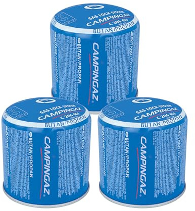 Campingaz C206 GLS Gas Cartridge 3-Pack, pierceable cartridge for Campingaz 206 Camping Stoves and Lanterns, 190g powerful butane/propane mix (80/20) per canister, blue