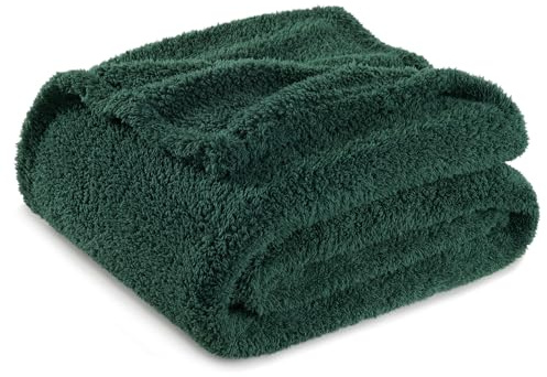 Exclusivo Mezcla Kuscheldecke Fleecedecke für Sofa, Weiche, Warme und Flauschige Decke Sofadecke Wohndecke für Ganzjahreszeit, 150 x 200 cm, Dunkelgrün