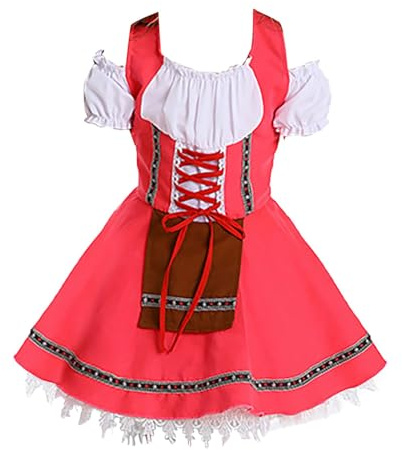Costume tradizionale bavarese per bambine, costume tradizionale bavarese per feste di carnevale, costume da principessa per ragazze, rosa, 10-12 Anni