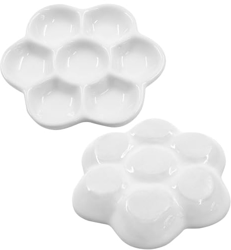 Piutouyar 2 Pack Hermit Crab Food Dish, 7 Compartments Ceramic Hermit Crab Feeding Dish Food and Water Bowl Ceramic Dishes