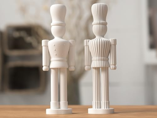 Alupedia Minimalistische Nussknacker Figuren – 3D-gedruckte Weihnachtsdekoration im modernen Design – Skandinavischer Stil für Festliche Tisch- und Wohnraumdekoration, Geschenkidee (Cremeweiß)