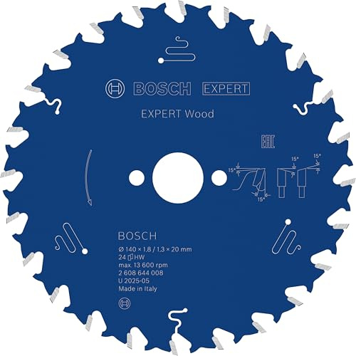 Bosch 1x EXPERT Wood Kreissägeblatt, 140x1,8/1,3x20 mm, Z24 | für Weichholz, Hartholz, Ø 140 mm, Professional Zubehör kabelgebundene Handkreissägen, Tauchsäge