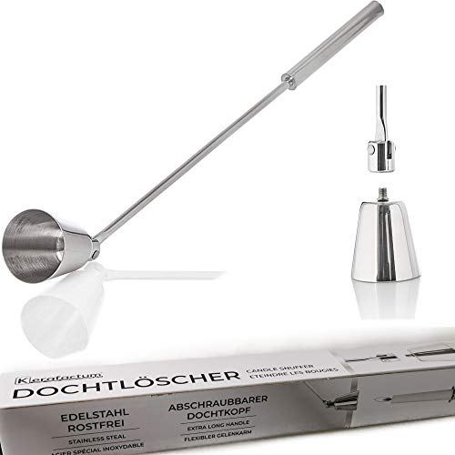 Kerafactum extra Langer Kerzenlöscher aus Edelstahl mit Knick Gelenk für Kerzen abschraubbar Docht Löscher Dochtlöscher aus hochwertigem Edelstahl Candle Extinguisher Kerzen einfach ausmachen