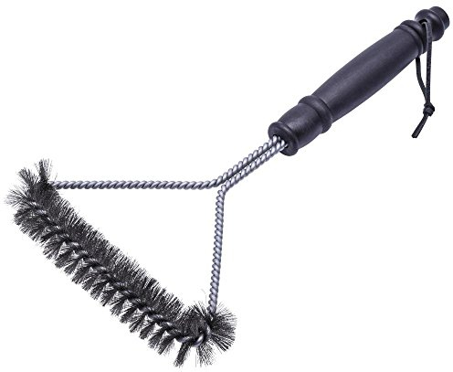 culinario BBQ dreiseitige Edelstahl Grillbürste, Reinigungsbürste 28 x 16 cm, mit schwarzem Kunststoffgriff