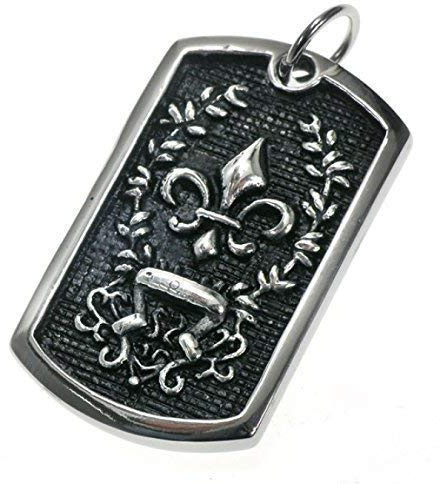 Massiver Edelstahl-Anhänger Königliche Lilie, Dogtag-Style