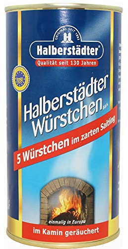 Halberstädter Würstchen 250g im Natursaitling klassisch & herzhaft – 5 Würste in der Dose – im Kamin geräuchert – traditionelle Wurstspezialität - mit Liebe handwerklich gefertigt