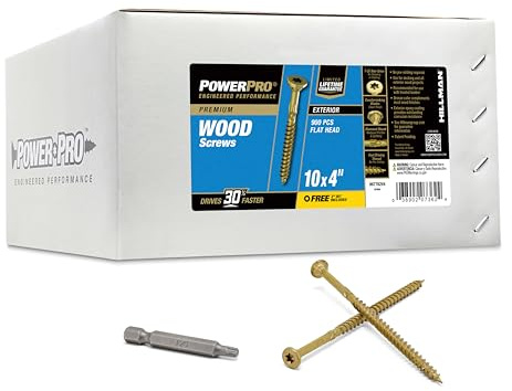 Power Pro 967782 Premium Outdoor Wood and Deck Screws Rust Resistant for Exterior Use, 10 x 4, 900pcs Box, Epoxy Coated Bronze