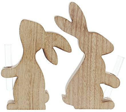 FRANK FLECHTWAREN Osterdeko, Hase mit Vase im 2er Set, vielseitig einsetzbar, auch EIN tolles Gechenk
