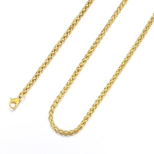 U7 Chaîne Homme Acier Inoxydable à Spiga - Largeur 3/6/9 mm- Longueur 46/51/55/61/66/71/76 cm