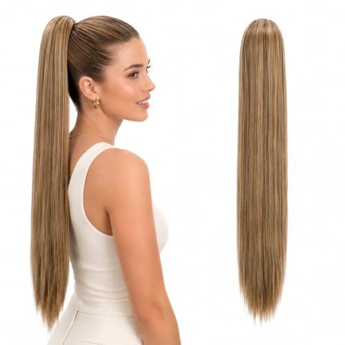 CAISHA 65cm Haarteil Pferdeschwanz Kordelverschluss Braun Blond Mix PH612