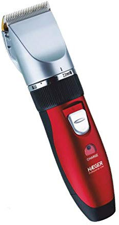 HAEGER Proedger - Tagliacapelli ricaricabile professionale, con o senza cavi, con motore AC, ergonomico e pratico, 2 batterie indipendenti, lame in ceramica e rivestimento in titanio