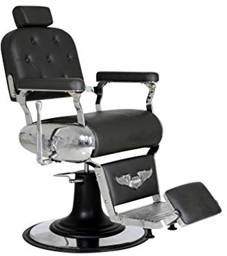 Polironeshop HARLEY – Poltrona Professionale per Barbiere, Parrucchiere e Tattoo Studio, Ergonomica e Regolabile (Nero)
