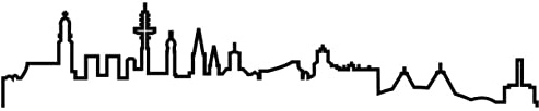 Samunshi® Hamburg Skyline Wandtattoo Silhouette schwarz