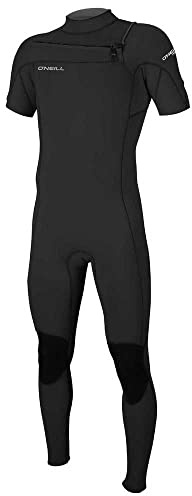 O'NEILL Mens Hammer 2mm Chest Zip Short Sleeve Wetsuit - Black - Easy Stretch - Kypto Knee pads -