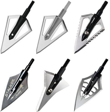 ZSHJGJR 6pcs Tiro con Arco Puntas de Flecha Caza de 160 Grano Flechas Broadheads Cuchillas Tiro con Arco Flechas Cabezas para Ballesta y Arco Compuesto (Tipo 2 + Caja)