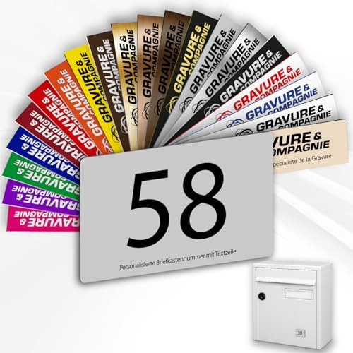 Letterbox Number – Adhesive PVC Engraved Plaque – Custom House/Mailbox Number SignLetterbox Number – Adhesive PVC Engraved Plaque – Custom House/Mailbox Number Sign - SMALL 5 x 3,5 cm (Matte Grey) | Personalised Engraved Plaque - SMALL 2 x 3.5 cm - High Quality - Easy Fitting - UV Resistant - Indoor/Outdoor