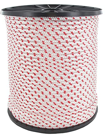 GREENSTAR - Arrancador de tracción - Diámetro de 2,5 mm para cortacésped, desbrozadoras, Motosierra y más - Poliamida Blanca - Borde Rojo - Rollo de 100 m