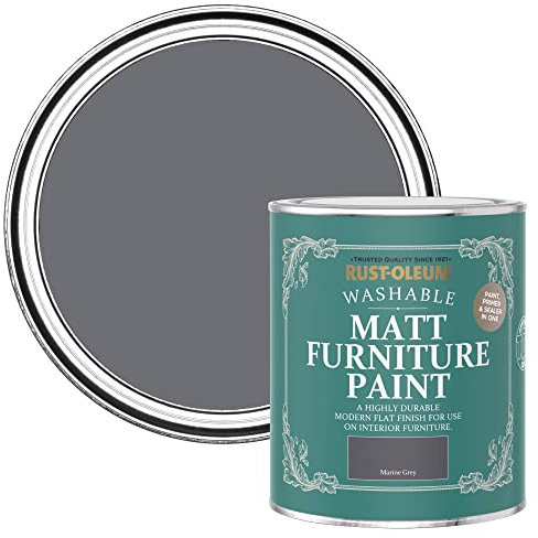 Rust-Oleum Grey Furniture Paint in Matt Finish - Marine Grey 750ml
