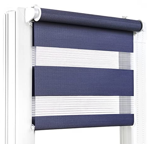 Fenster DEKOR - Rollos für Fenster Marineblau - Klemmfix Rollo ohne Bohren B50 x H120 cm - Doppelrollo mit Einer Breiten Auswahl an Größen und Farben - Blickdichte Rollos, einfach zu montieren