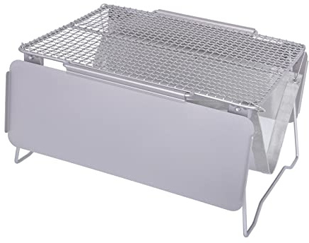 iBasingo Camping Tisch Titan Klappbarer Grill Tragbarer 3 in 1 Grillrost mit Klappbaren Beinen für Draußen Leichter Multifunktionaler Picknick Reisetisch BBQ Holzkohle Kleiner Tisch Ti2029C