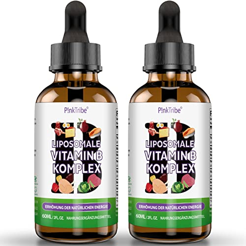 Liposomale Vitamin B Komplex Flüssiges - Hochdosiert Tropfen mit Allen 8 B-Vitaminen, Aktive Vitamin B Formen, Vegan, Keine Zusatzstoffe, 60ml (2er Pack)