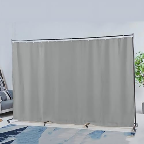 Wall Partition Room Divider, Width Adjustable from 7ft to 11ft, Metal Frame Room Partition with Lockable Universal Wheels, Expandable Privacy Screen for Bedrooms and Offices