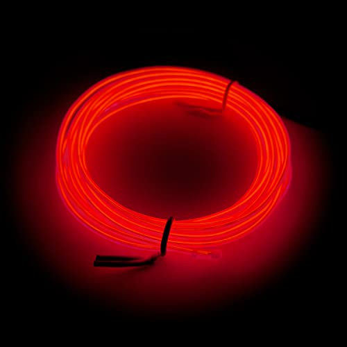 Balabaxer Linea luminosa Rosso, striscia luminosa al neon portatile del pacchetto batteria 5M, può essere tagliata a volontà, applicabile alla festa, Halloween, decorazione fai da te
