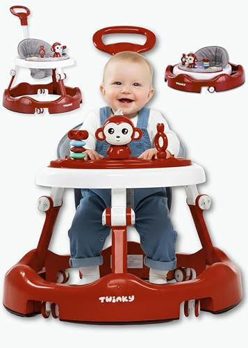 Twinky® Carrito de Paseo para Aprender a Caminar con Juego y Alfombrilla de Suelo - Robusta Ayuda para Aprender a Caminar con 4 Posiciones Ajustables - Ideal como Ayuda para los Primeros Pasos de tu