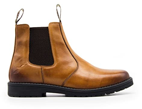 Xpert - Heritage Saddler Dealer Boots. Pull On Genuine Waxy Leather Chelsea Boots With Footbed Padding And Breathable Lining, Ideal Mens Shoes For Everyday Wear
