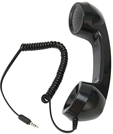 Microtelefono retrò, Ricevitore Telefonico retrò Sostitutivo, Ricevitore per Telefono Cellulare Portatile Universale per Smartphone, Computer con Jack per Cuffie da 3,5 Mm (Nero)