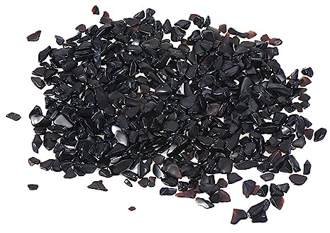 sourcing map 100g/0.22lb 5-7mm Getrommelte Späne Steine Natürlich Gebrochen Kristall Quartz Unregelmäßig Poliert Steine Kies Dekoration für Aquarium Pflanzen Vase Füller Schwarz